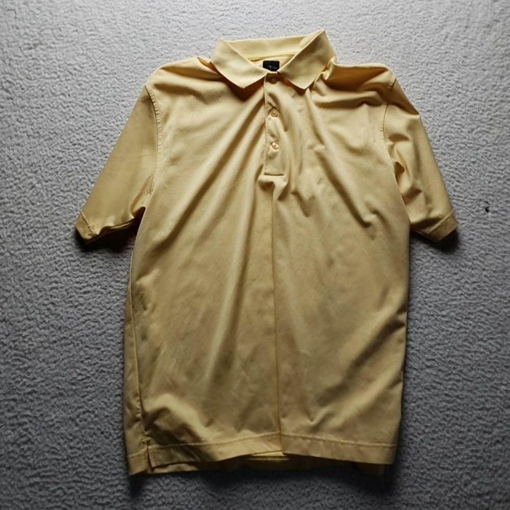Page & Tuttle Polo Shirt Mens L Yellow Cool Swing Mesh Golf Performance Top